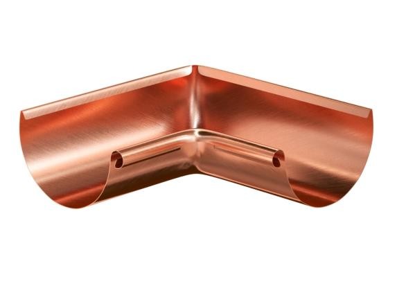 Водосток Aquasistem, система 125x90 - Угол желоба внутренний медный 90° купить в Александрове