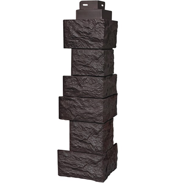 Цокольный сайдинг FineBer – Серия “Дикий камень”, Угол наружный, Коричневый купить в Александрове