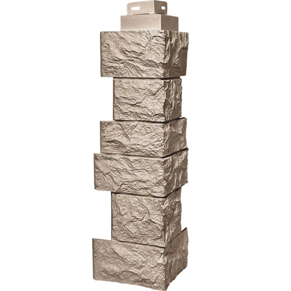 Цокольный сайдинг FineBer – Серия “Дикий камень”, Угол наружный, Песочный...  купить в Александрове