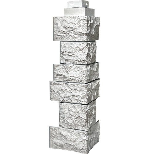 Цокольный сайдинг FineBer – Серия “Дикий камень”, Угол наружный, Мелованный белый купить в Александрове