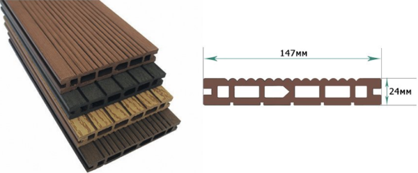 Террасная доска из ДПК Terrapol Классик Пустотелая с пазом купить в Александрове