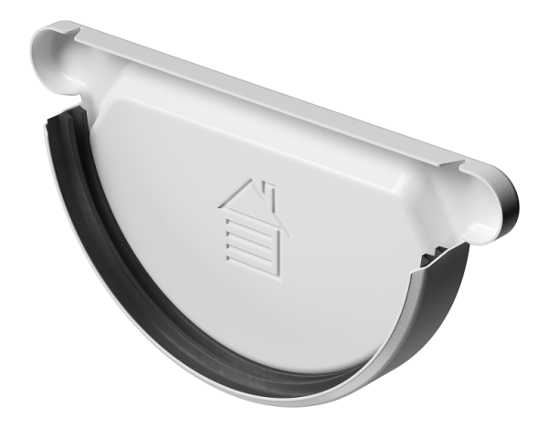 Заглушка желоба D125 Döcke STAL PREMIUM Пломбир, (RAL 9010) купить в Александрове