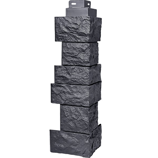 Цокольный сайдинг FineBer – Серия “Дикий камень”, Угол наружный, Асфальт купить в Александрове