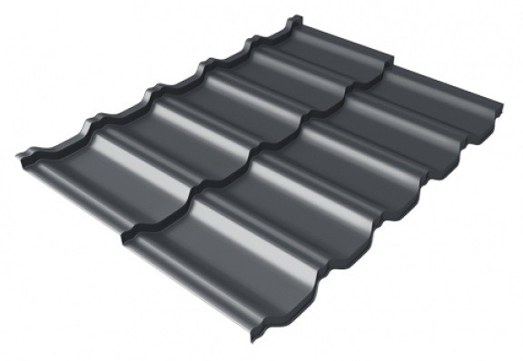 Металлочерепица модульная Квинта Uno Grand Line c 3D резом 0,5 Satin Мatt RAL 7024 мокрый асфальт купить в Александрове