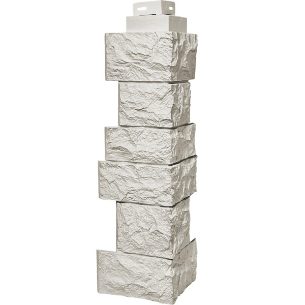 Цокольный сайдинг FineBer – Серия “Дикий камень”, Угол наружный, Жемчуг купить в Александрове