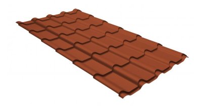 Металлочерепица камея GL 0,5 GreenCoat Pural RR 750 кирпично-красный (RAL 8004 терракота)