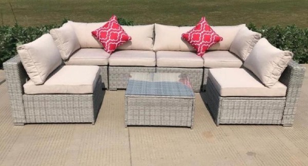 Диван-Трансформер AFINA модульный плетеный из иск. ротанга YR822BgB Grey/Beige купить в Александрове