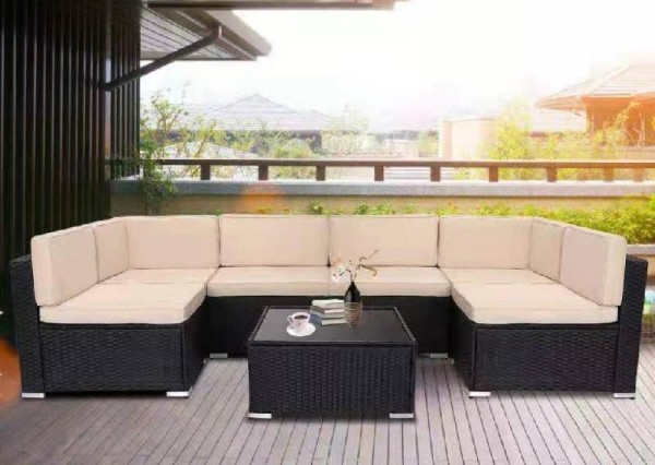 Диван-Трансформер AFINA модульный плетеный из иск. ротанга YR822_Black/Beige купить в Александрове