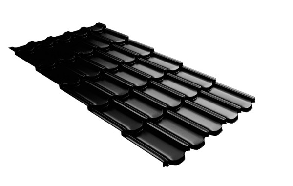 Металлочерепица квинта плюс с 3D резом 0,5 GreenСoat Pural Matt RR 33 черный (RAL 9005 черный) купить в Александрове