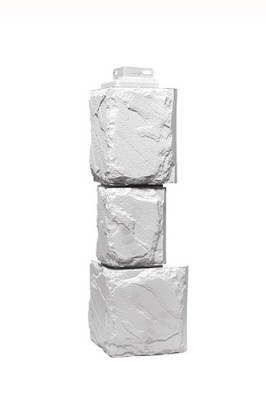 Угол Фасайдинг Серия «Камень крупный»  Мелованный белый