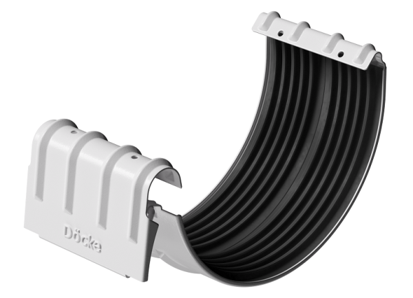 Соединитель желобов D125 Döcke STAL PREMIUM Пломбир, (RAL 9010) купить в Александрове