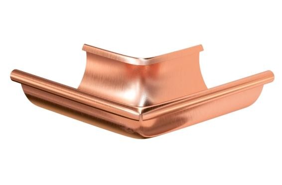 Водосток Aquasistem, система 125x90 - Угол желоба наружный медный 90° купить в Александрове